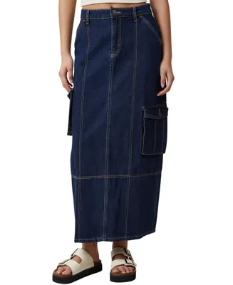 Cotton On Women's Cargo Denim Maxi Skirt