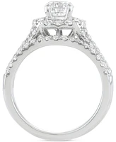 Diamond Halo Triple Row Bridal Set (1-3/4 ct. t.w.) in 14k White Gold