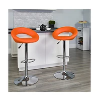 Rounded Orbit-Style Back Vinyl Swivel Adjustable Height Barstool