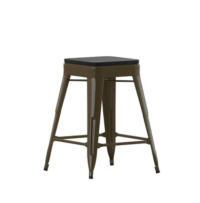 Cory Set Of Four Backless Metal Stools With All-Weather Poly Resin Seats For Indoor Use Only