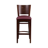 Solid Back Wooden Restaurant Dining Barstool