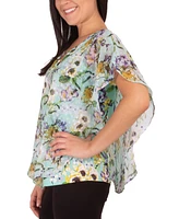 Ny Collection Petite Poncho Top with Keyhole Neckline