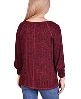 Ny Collection Petite Long Sleeve Knit Top