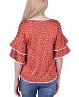 Ny Collection Petite Elbow Sleeve Double Top