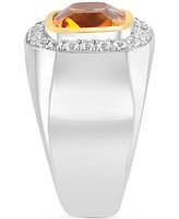 Effy Men's Madeira Citrine (6 ct. t.w.) & White Topaz (3/4 ct. t.w.) Ring in Sterling Silver & 18K Gold-Plate