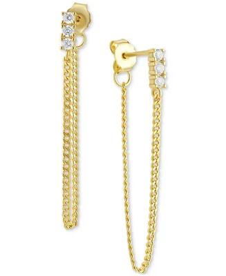 Giani Bernini Cubic Zirconia Bar Chain Front to Back Drop Earrings in 18k Gold-Plated Sterling Silver, Created for Macy's
