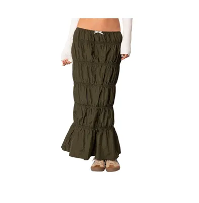 Women's Tiered scrunch maxi skirt