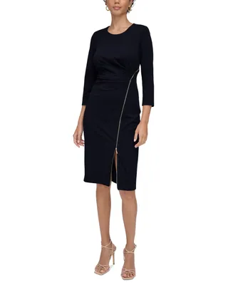 Calvin Klein Women's Zip-Detail Long-Sleeve Bodycon Dress