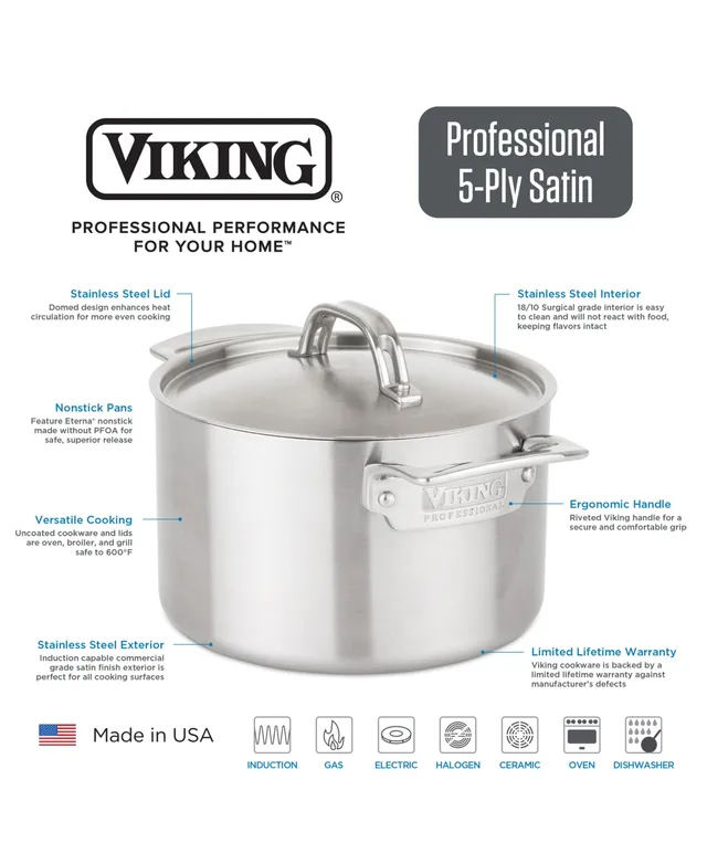 Viking - Professional 5-Ply 6.4-Quart Casserole Pan - Stainless Steel