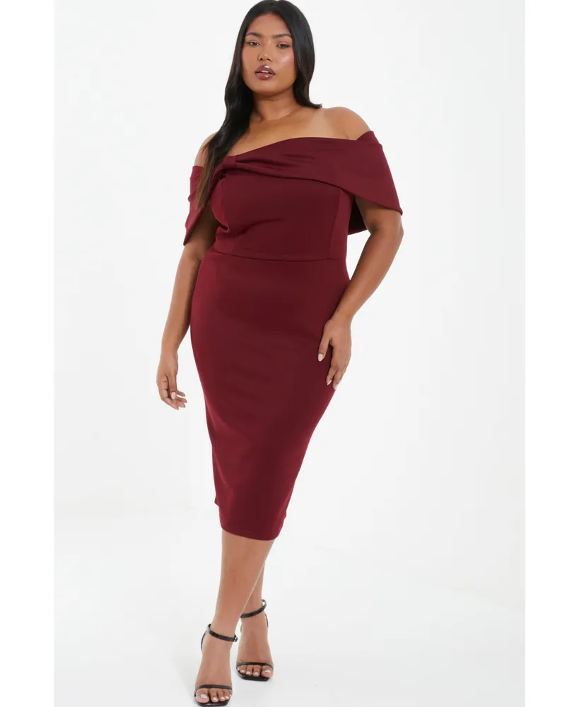 Quiz Plus Bow Detail Bardot Midi Dress