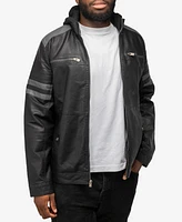 X-Ray Men's Grainy Polyurethane Leather Hooded Jacket with Faux Shearling Lining