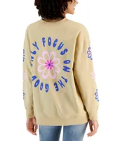 Rebellious One Juniors' Floral Long-Sleeve Crewneck Sweatshirt
