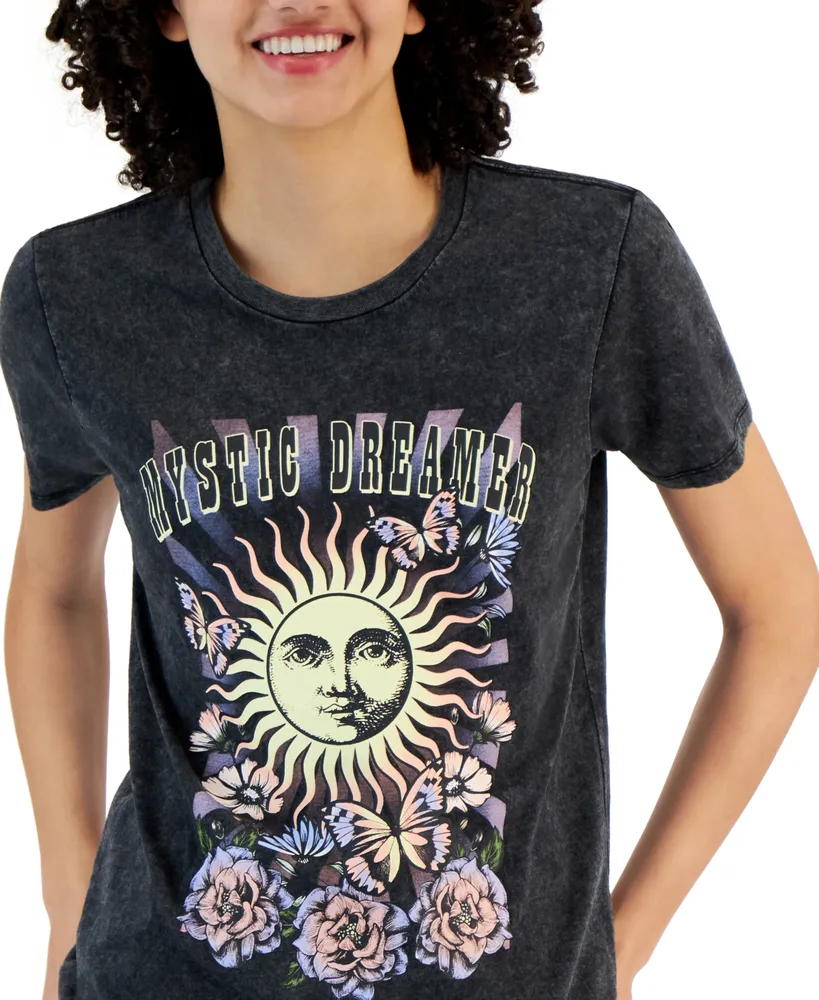 Rebellious One Juniors' Short-Sleeve Crewneck Sun Graphic T-Shirt