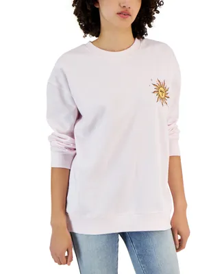Rebellious One Juniors' Long-Sleeve Crewneck Sun Graphic Sweatshirt