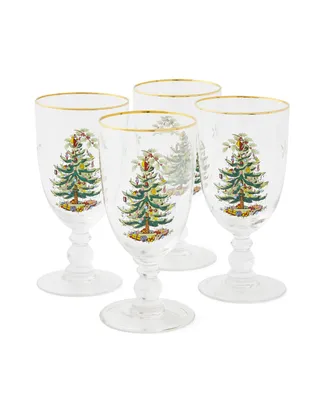 Spode Christmas Tree 16 oz. Glassware Goblet, Set of 4