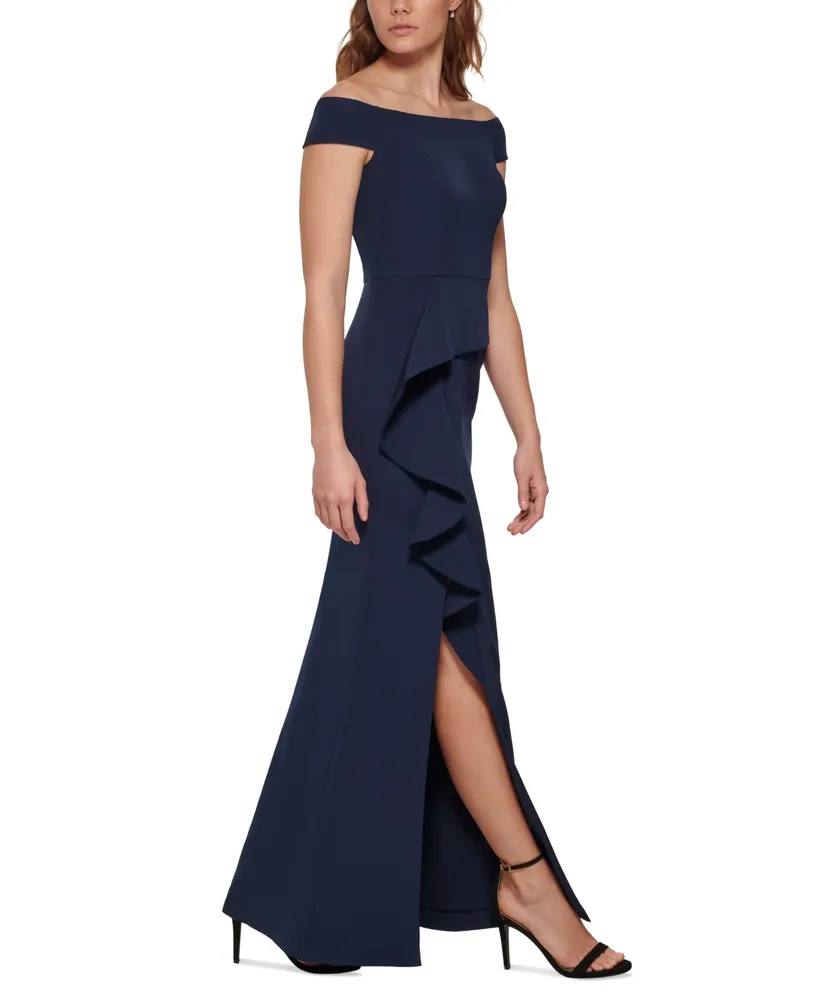 Vince Camuto Women's Off-The-Shoulder Draped Column Gown