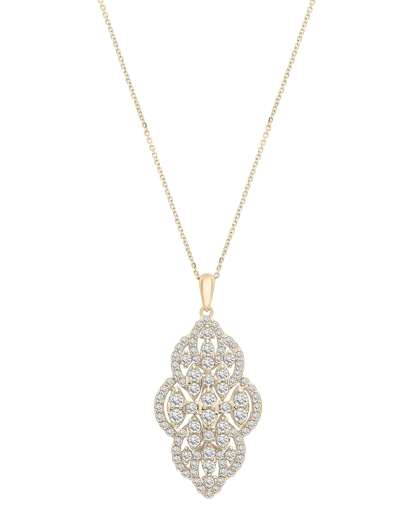Wrapped in Love Diamond Filigree Cluster 18" Pendant Necklace (1-1/2 ct. t.w.) in 14k Yellow Gold, Created for Macy's