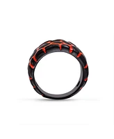 LuvMyJewelry Earth Fire Design Black Rhodium Plated with Enamel Sterling Silver Band Men Ring