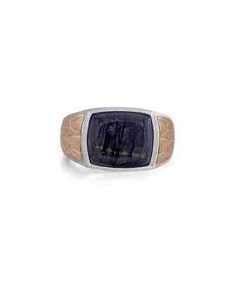 LuvMyJewelry Grey Picture Agate Gemstone Sterling Silver Men Signet Ring Brown Rhodium