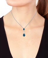 Effy London Blue Topaz Double Drop 18" Pendant Necklace (5 ct. t.w) in Sterling Silver