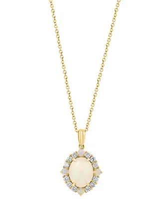 Effy Ethiopian Opal (2-1/8 ct. t.w.) & Diamond (1/3 ct. t.w.) 18" Pendant Necklace in 14k Rose Gold
