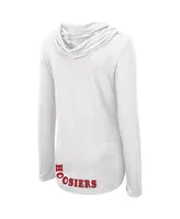 Women's Colosseum White Indiana Hoosiers My Lover Lightweight Hooded Long Sleeve T-shirt