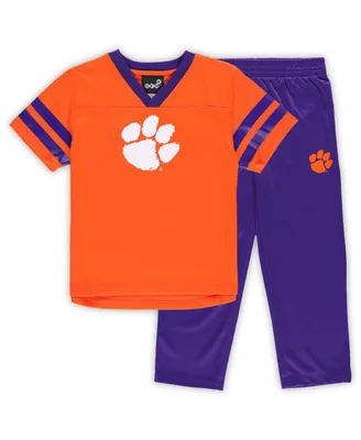 Toddler Boys and Girls Orange, Purple Clemson Tigers Red Zone Jersey Pants Set