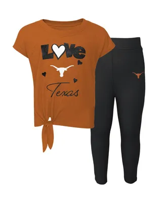 Preschool Girls Texas Orange, Black Texas Longhorns Forever Love T-shirt and Leggings Set