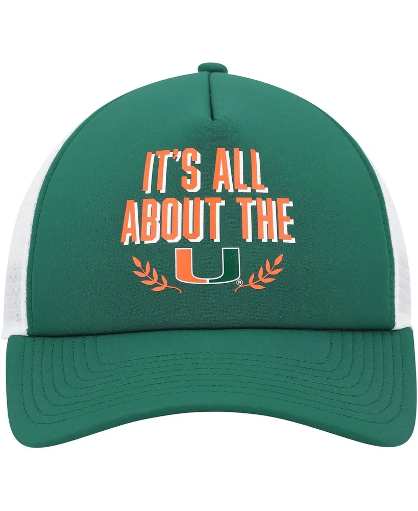 Men's adidas Green Miami Hurricanes Phrase Foam Front Trucker Adjustable Hat