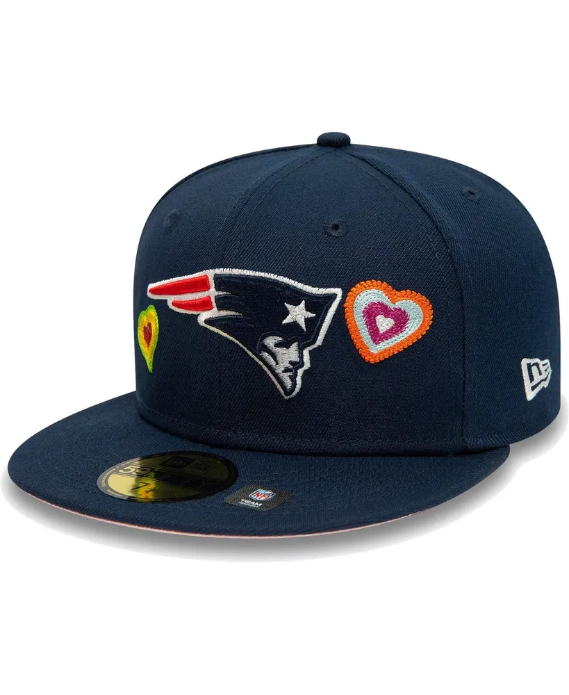 Men's New Era Navy England Patriots Chain Stitch Heart 59FIFTY Fitted Hat