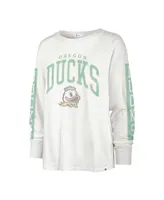 Women's '47 Brand White Distressed Oregon Ducks Statement Soa 3-Hit Long Sleeve T-shirt