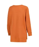 Women's Pressbox Texas Orange Texas Longhorns Steamboat Animal Print Raglan Pullover Sweatshirt