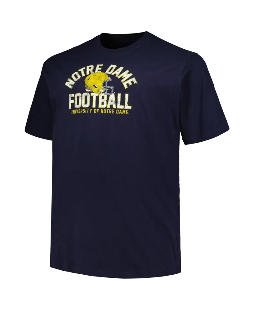 Men's Champion Navy Distressed Notre Dame Fighting Irish Big and Tall Football Helmet T-shirt