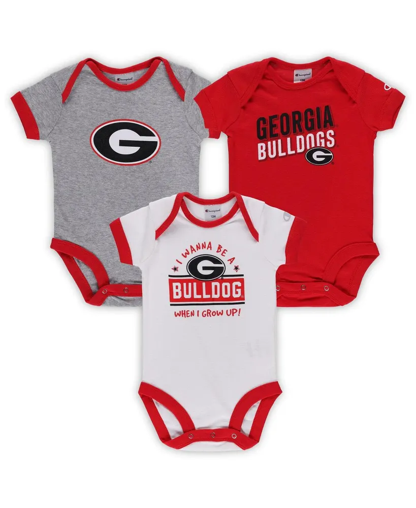 Infant Boys and Girls Champion Red, Heather Gray Georgia Bulldogs I Wanna Be Three-Pack Bodysuit Set