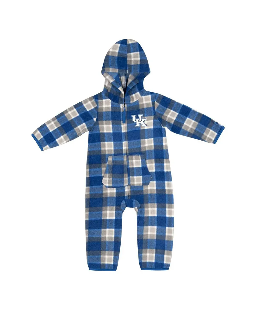 Infant Boys and Girls Colosseum Royal, Gray Kentucky Wildcats Farays Plaid Full-Zip Hoodie Jumper