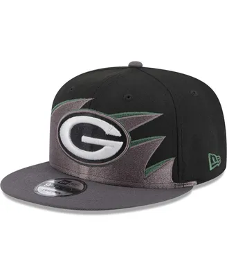 Men's New Era Black Green Bay Packers Tidal Wave 9FIFTY Snapback Hat