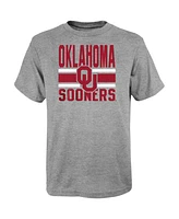 Preschool Boys and Girls Crimson, Heather Gray Oklahoma Sooners Fan Wave Short and Long Sleeve T-shirt Combo Pack