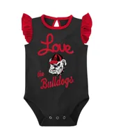 Girls Newborn and Infant Red, Black Georgia Bulldogs Spread the Love 2-Pack Bodysuit Set