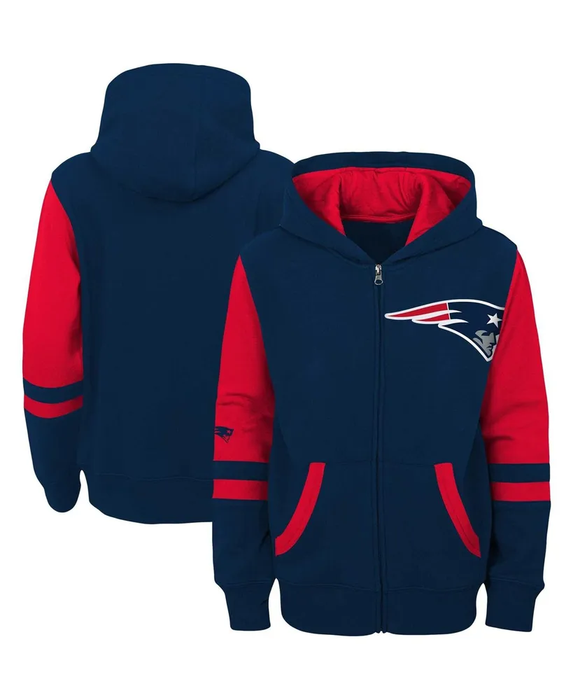 Big Boys Navy New England Patriots Colorblock Full-Zip Hoodie