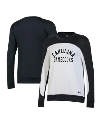 Women's Under Armour Black, White South Carolina Gamecocks Colorblock Pullover Sweatshirt