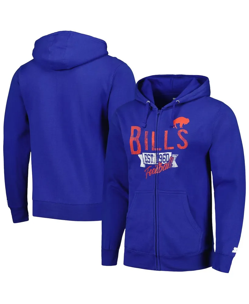 Men's Starter Royal Distressed Buffalo Bills Gridiron Classics Post Season Full-Zip Hoodie