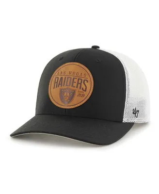 Men's '47 Brand Black Las Vegas Raiders Leather Head Flex Hat