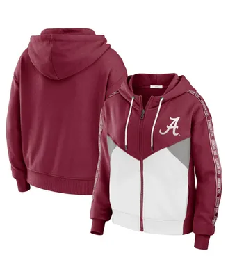 Women's Wear by Erin Andrews Crimson Alabama Tide Colorblock Full-Zip Hoodie Jacket