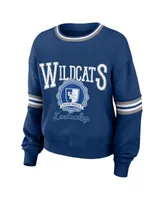 Women's Wear by Erin Andrews Royal Distressed Kentucky Wildcats Vintage-Like Pullover Sweatshirt