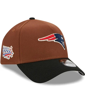 Men's New Era Brown, Black New England Patriots Harvest A-Frame Super Bowl Xxxvi 9FORTY Adjustable Hat