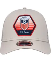 Men's New Era Khaki Usmnt Established Patch 9FORTY A-Frame Trucker Adjustable Hat