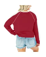 Women's Gameday Couture Crimson Alabama Tide Blindside Raglan Cropped Pullover Sweatshirt