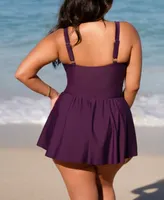 Women's Dreamscapes Ruffled Plus Size Swim Dress