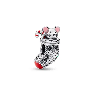 Pandora Sterling Silver Festive Mouse Stocking Charm