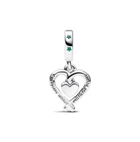 Pandora Cubic Zirconia Double Candy Cane Heart Christmas Dangle Charm